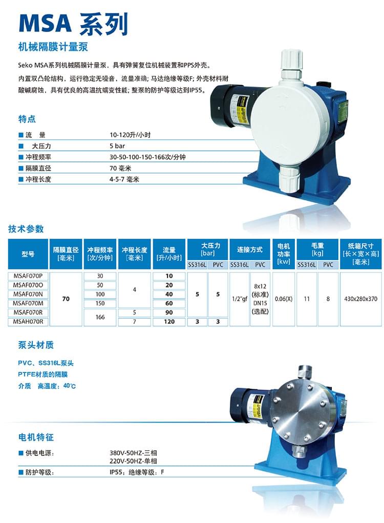 計(jì)量泵MSAF070M - SEKO隔膜計(jì)量泵